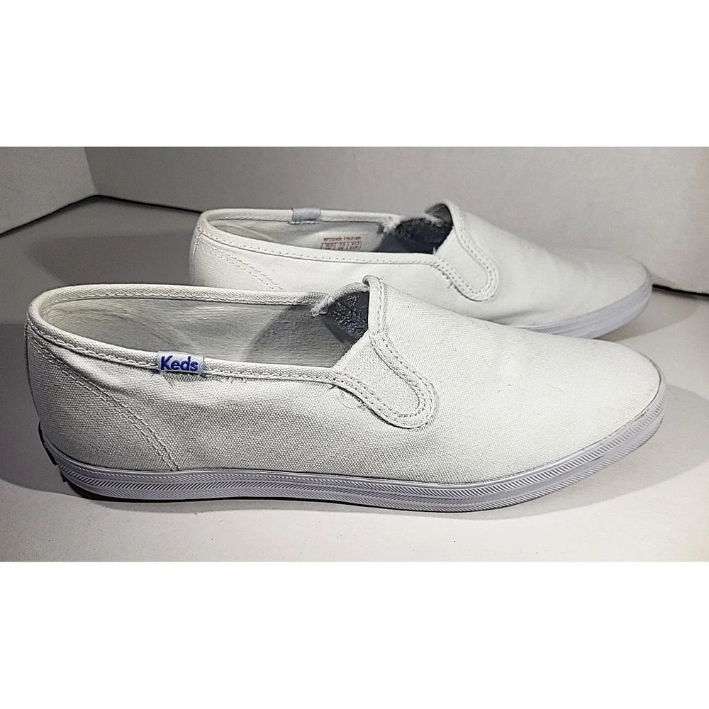 Keds Women's Double Decker Slip‑On Sneakers White Canvas Size 10